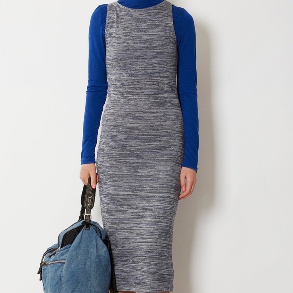Topshop Grey Modicon Midi Dress